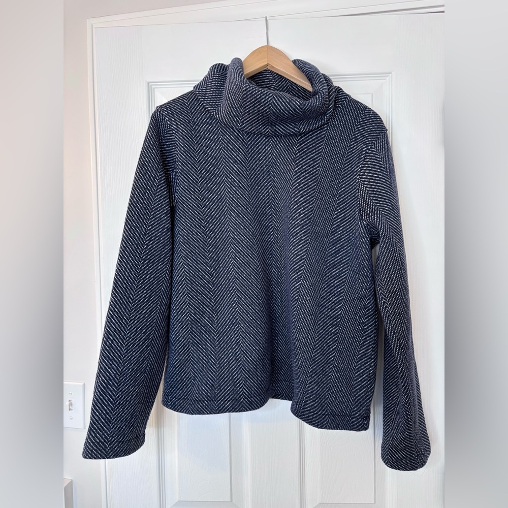 J. Crew Dark Blue Herringbone Turtleneck Sweater